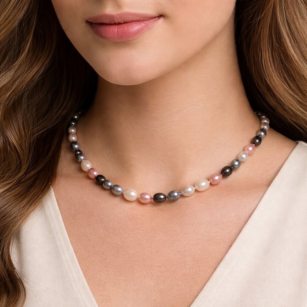 Honora Multicolor Freshwater Pearl Necklace | Sterling Silver | 18"